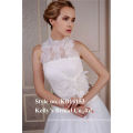 new model 2014 halter high collar neck lace flowers feather belt crystal wedding dress decor